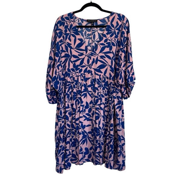Eloquii Empire Kimono Sleeve V Neck Floral Dress - Picture 4 of 8